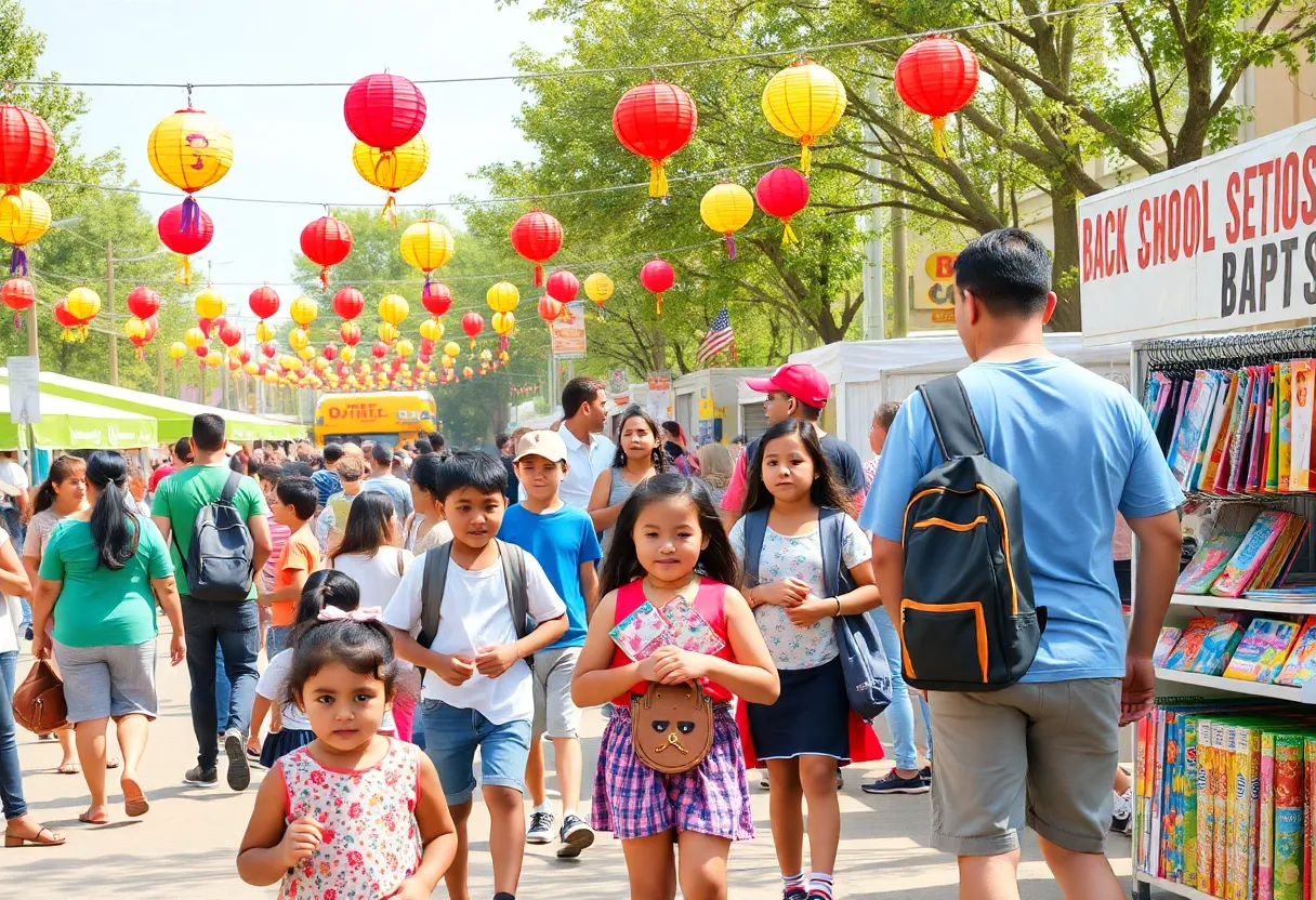 Families participating in San Antonio back-to-school events.