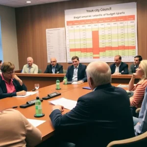 City officials and community members at a San Antonio budget meeting