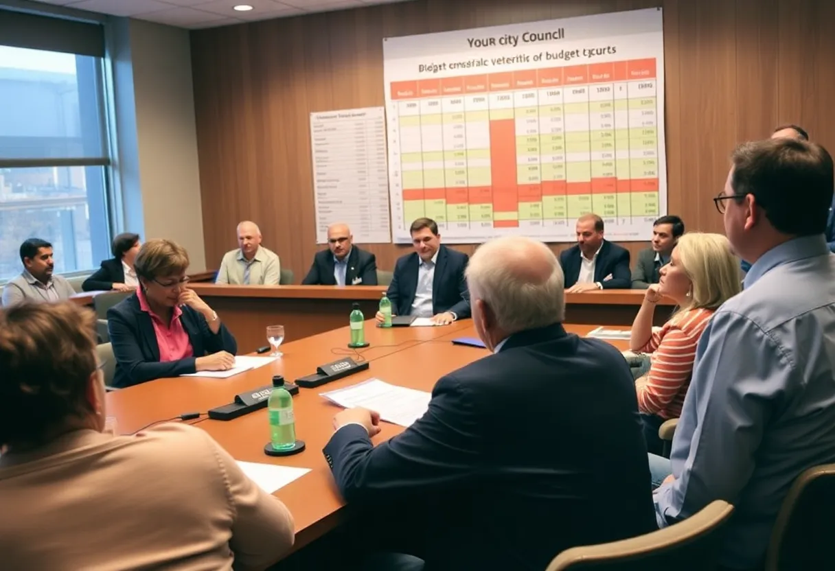 City officials and community members at a San Antonio budget meeting