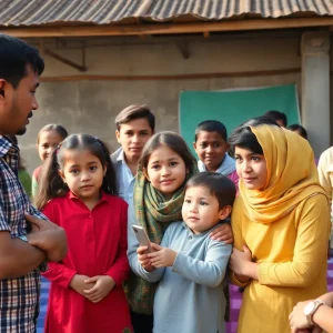 Community members discussing child safety and protection