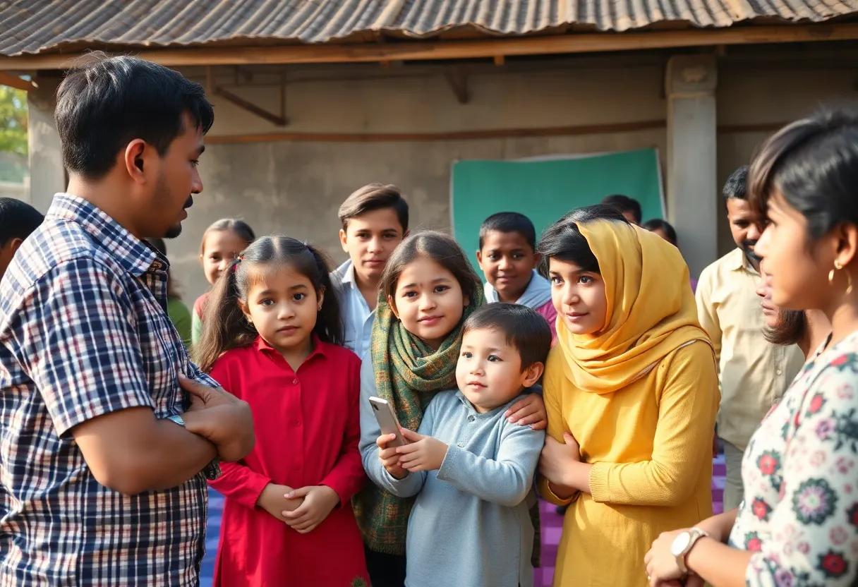 Community members discussing child safety and protection