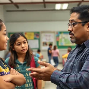 Families in San Antonio discussing school closures