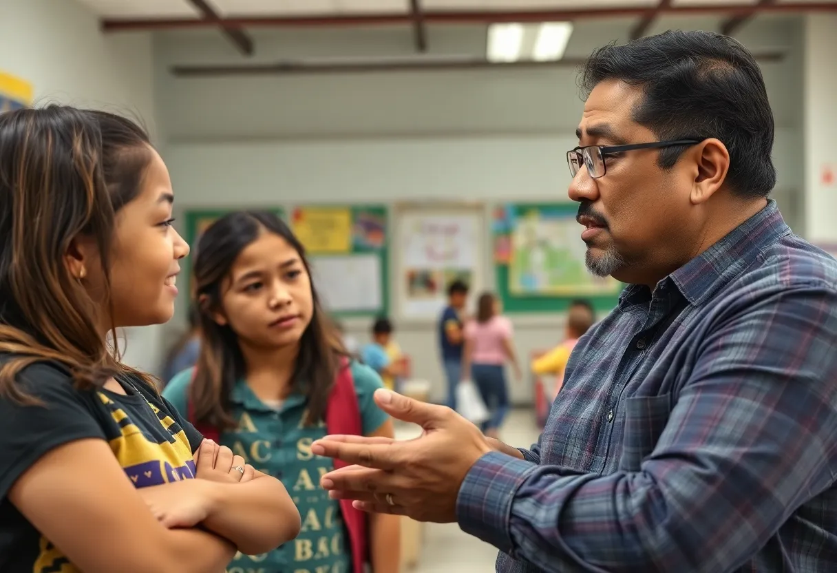 Families in San Antonio discussing school closures
