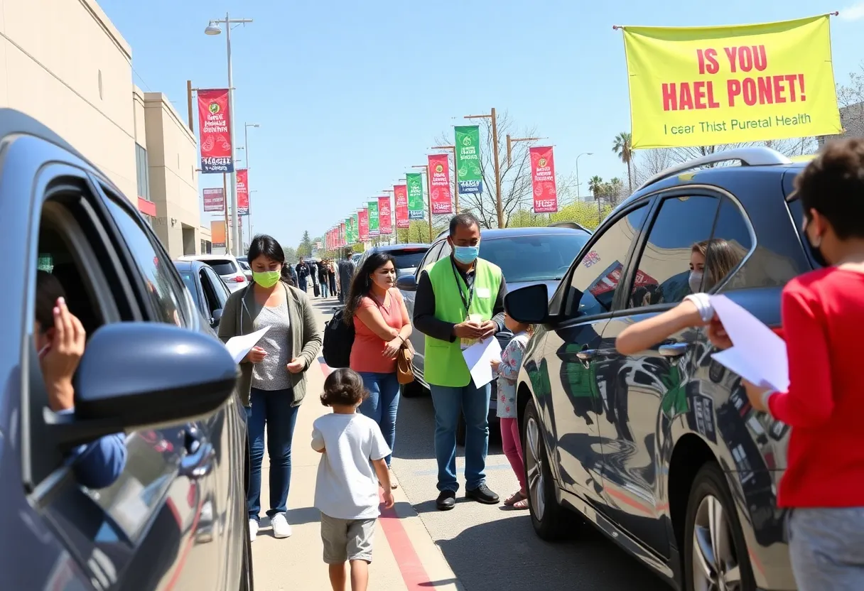 Community members receiving free flu vaccinations in San Antonio drive-thru event.