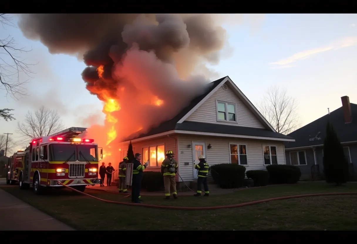 Firefighters combating a residential fire in San Antonio