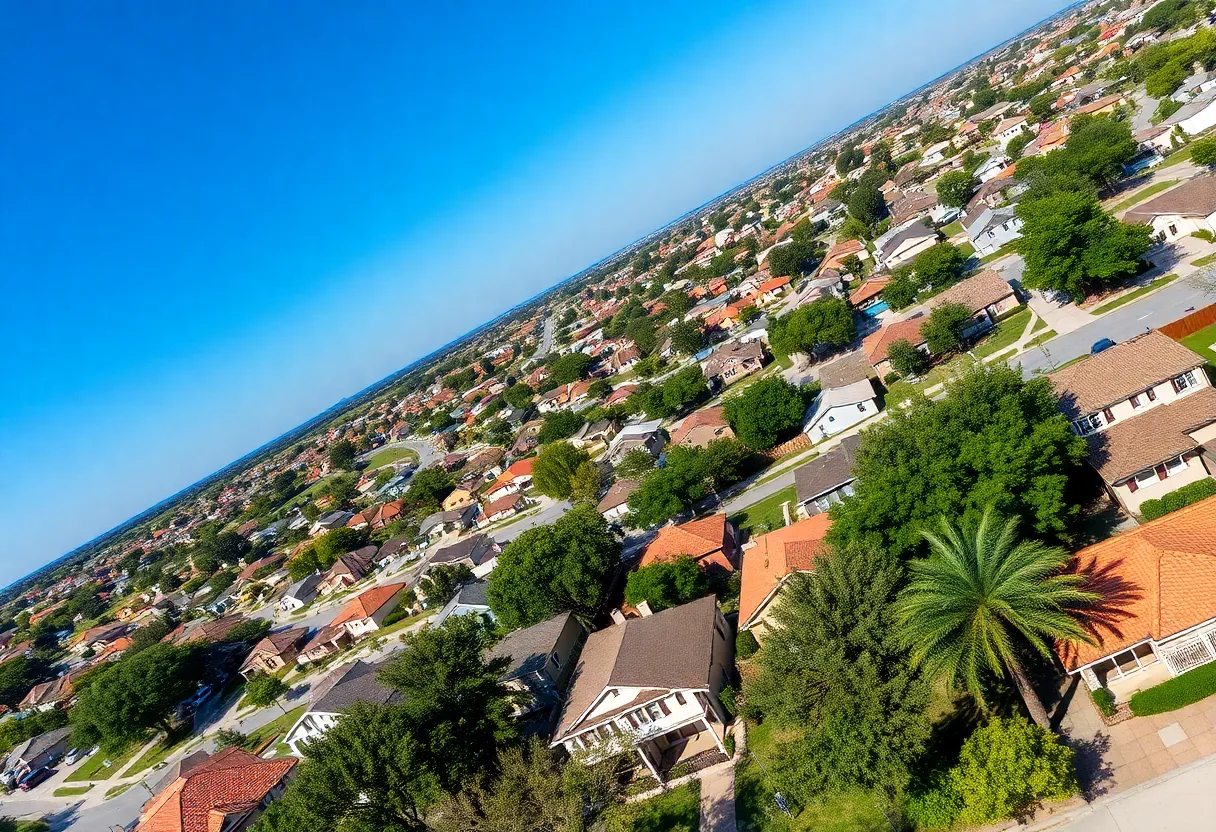 Aerial view of homes in San Antonio, Texas