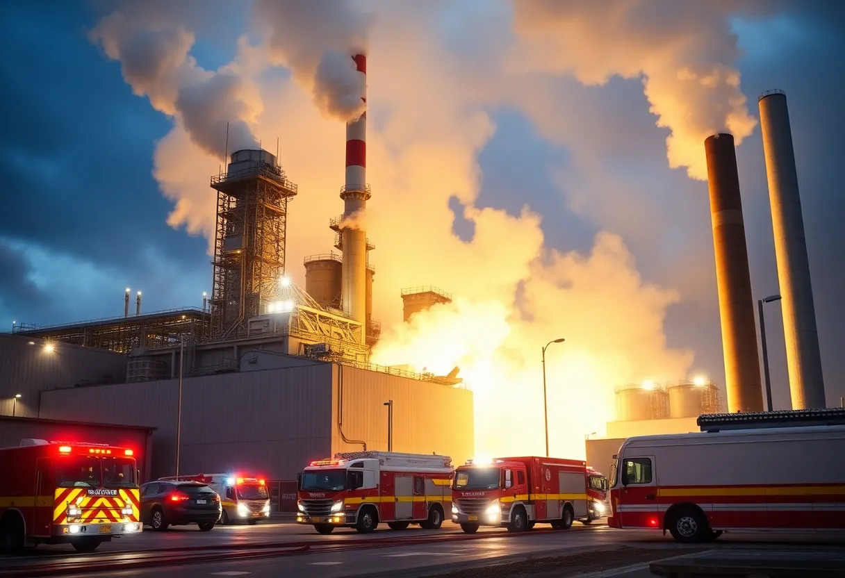 Firefighters responding to an industrial fire at Meyer MT Texas