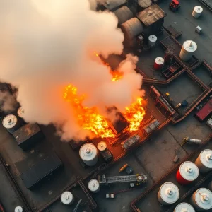 Firefighters responding to an industrial fire at MIT Texas in San Antonio.