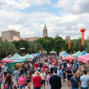 Crowd enjoying the Labor Day weekend festivities in San Antonio