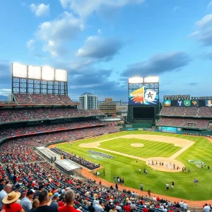 Conceptual image of a baseball stadium in San Antonio with fans
