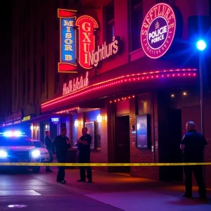Police investigating a shooting scene outside a nightclub in San Antonio.