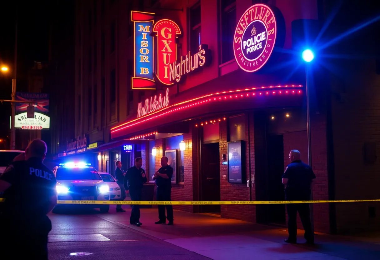 Police investigating a shooting scene outside a nightclub in San Antonio.