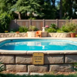 A backyard pool highlighting safety measures for children