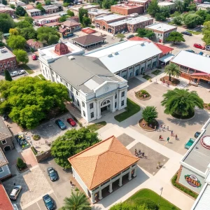 Aerial view of San Antonio school campuses