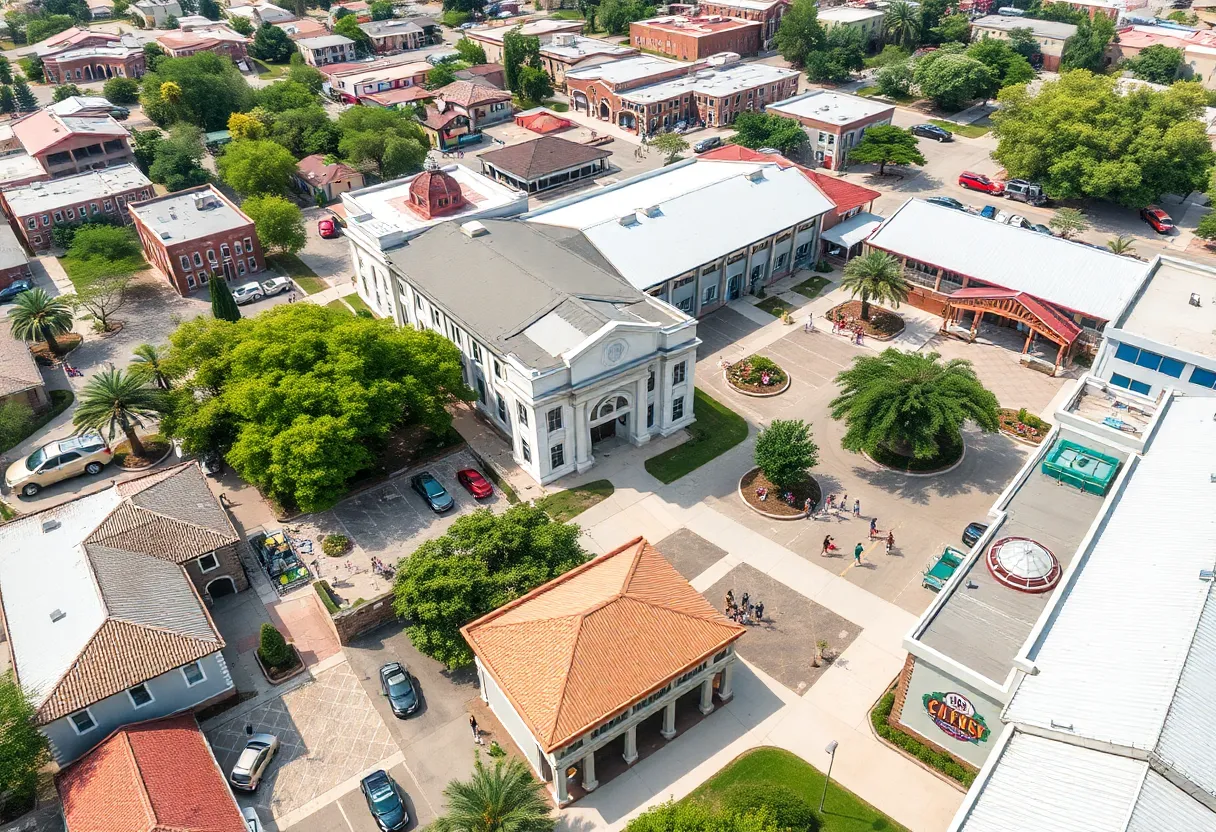 Aerial view of San Antonio school campuses