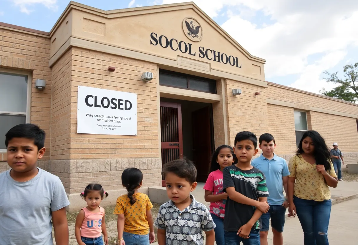 Henry Ford Academy and Bexar County Academy closed sign with concerned families