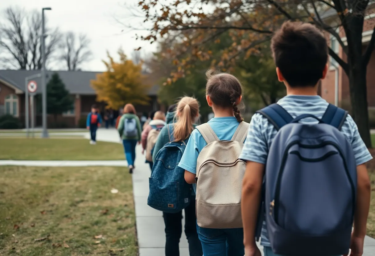 Students walking home from school in San Antonio
