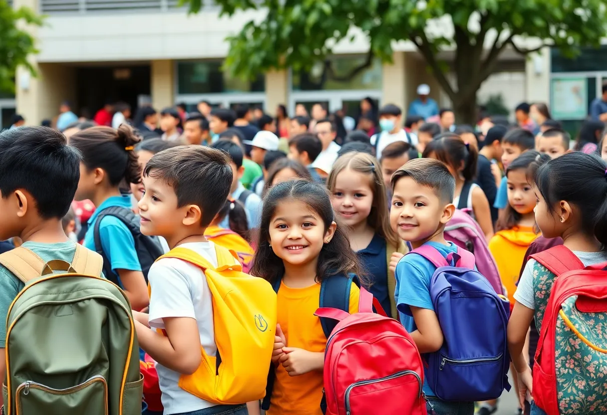 Students excitedly preparing for the new school year in San Antonio