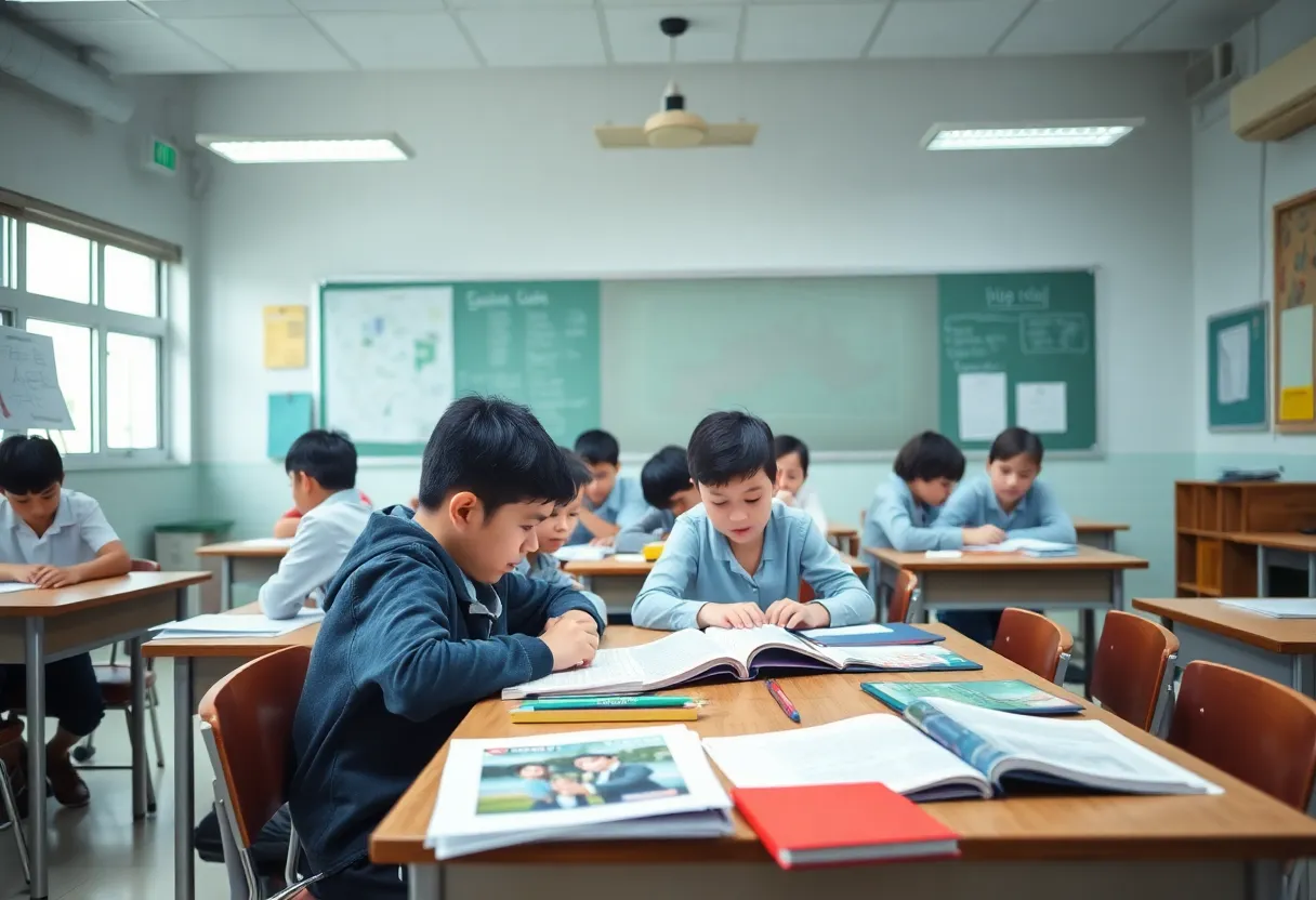 Students in a classroom setting focused on learning