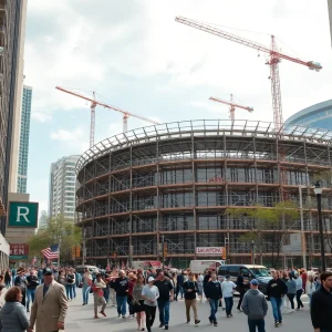 Construction site of the new San Antonio Spurs arena in downtown San Antonio