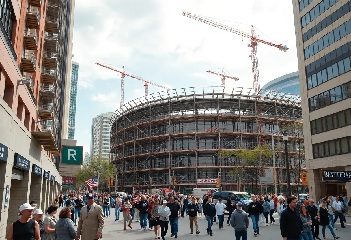 Construction site of the new San Antonio Spurs arena in downtown San Antonio