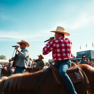Crowd enjoying the San Antonio Stock Show Rodeo with music and rodeo activities