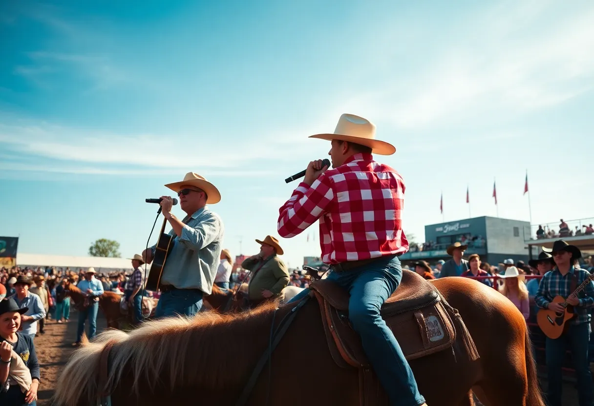 Crowd enjoying the San Antonio Stock Show Rodeo with music and rodeo activities
