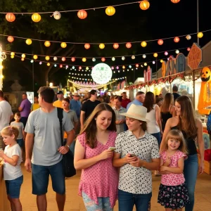 Families enjoying summer events in San Antonio with festive decorations