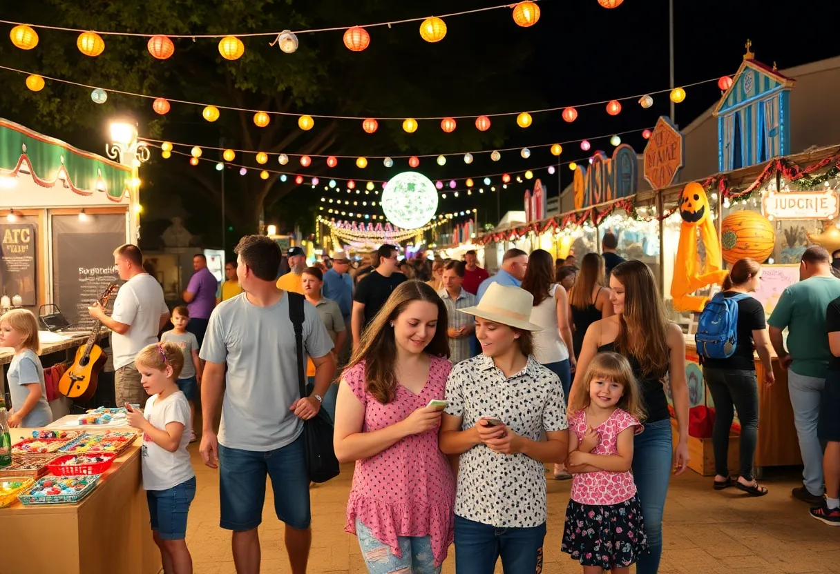 Families enjoying summer events in San Antonio with festive decorations