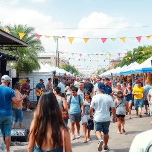 Crowd enjoying a summer festival in San Antonio with live music.