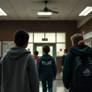 A crime scene indicating youth violence in a school area