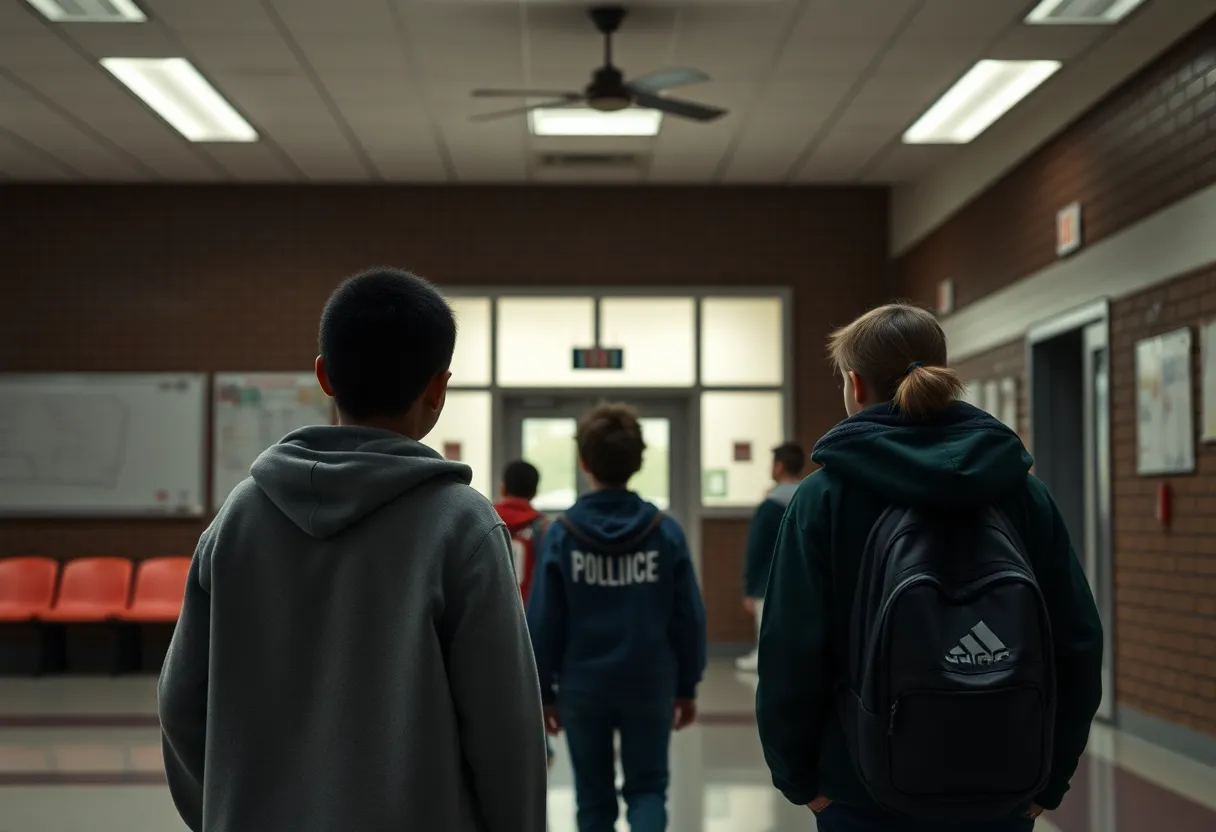 A crime scene indicating youth violence in a school area