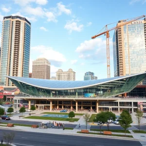 Concept image of a proposed Spurs arena in San Antonio with community dialogue