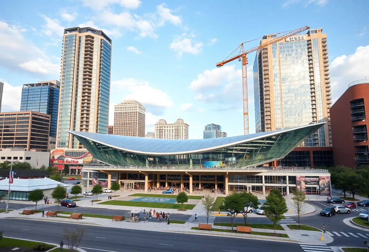 Concept image of a proposed Spurs arena in San Antonio with community dialogue