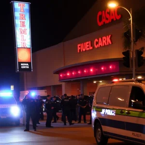 Emergency responders at the scene of a stabbing outside an event center in New Braunfels.