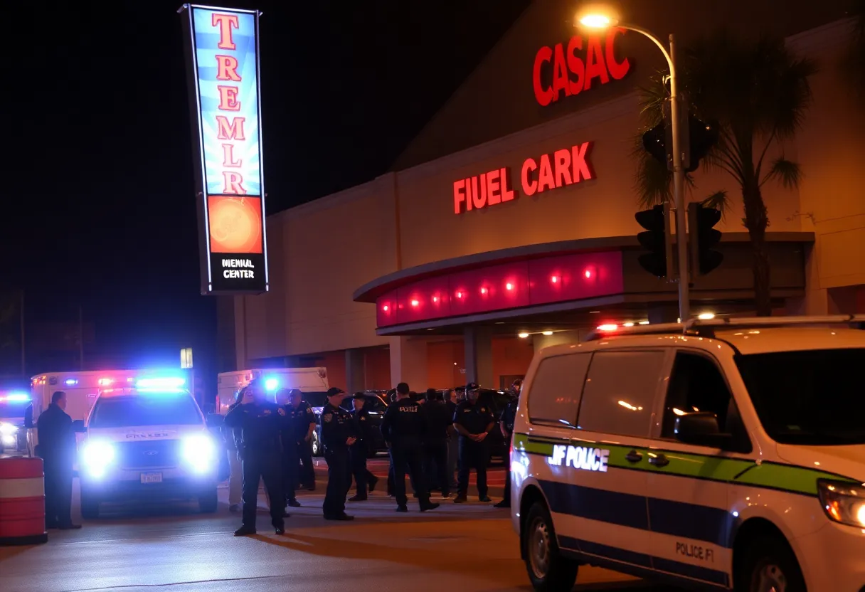 Emergency responders at the scene of a stabbing outside an event center in New Braunfels.
