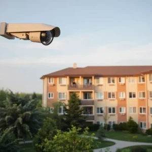Apartment complex in San Antonio with surveillance cameras