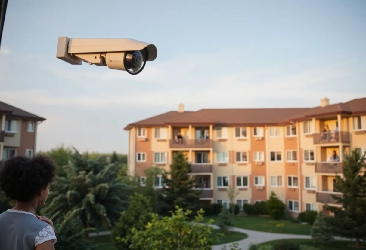 Apartment complex in San Antonio with surveillance cameras