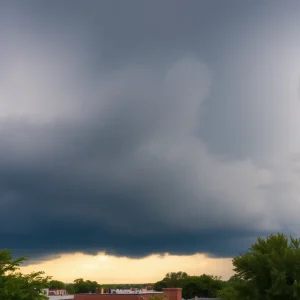 Cloudy skies with potential storms in San Antonio
