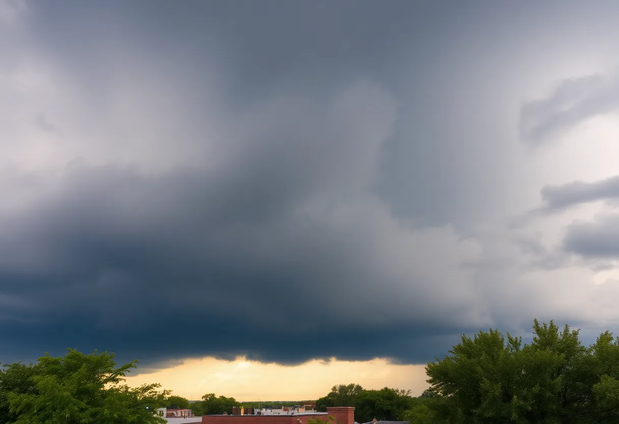 Cloudy skies with potential storms in San Antonio