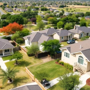 A scenic suburban neighborhood in San Antonio with affordable homes and outdoor spaces