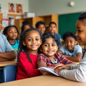 Students participating in a classroom activity in Texas.