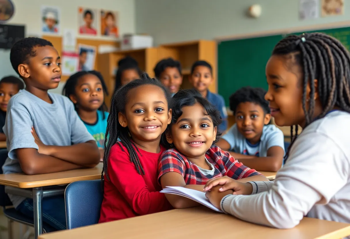 Students participating in a classroom activity in Texas.