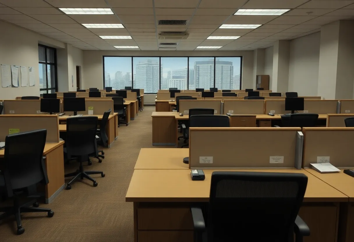 Empty office space representing layoffs in Texas
