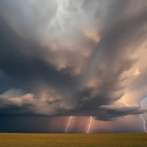 Severe storm clouds over the Texas Panhandle region