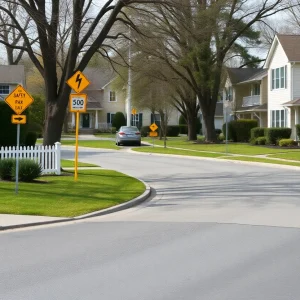 Scene of a neighborhood street with a private driveway in San Antonio.