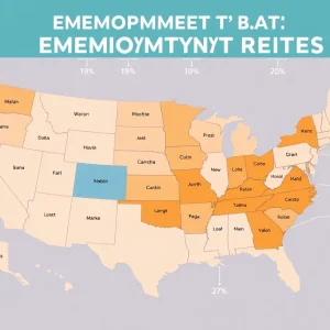 Visualization of U.S. unemployment rates across metropolitan areas in July, showing trends of increase and decrease.