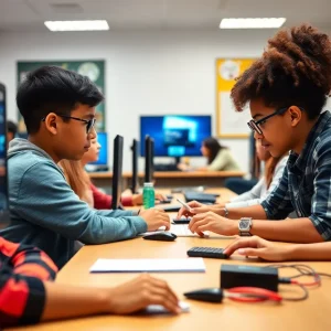 Students engaging in digital media content creation at UTSA