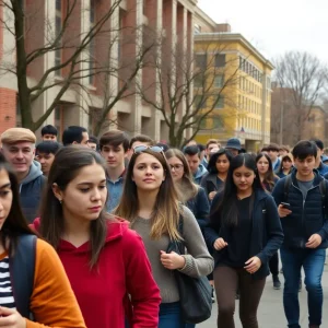 Students evacuating from UTSA campus during false threat