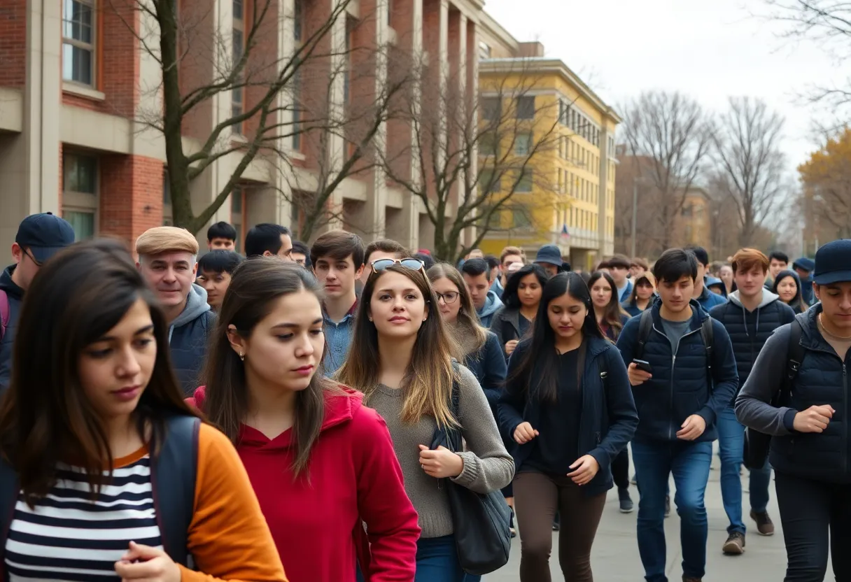 Students evacuating from UTSA campus during false threat